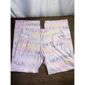 Victoria's Secret Y2K Pajama Pants Women's Medium Cotton Colorful Allover Logo